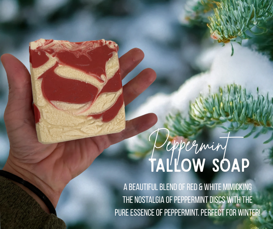 Peppermint Swirls tallow soap