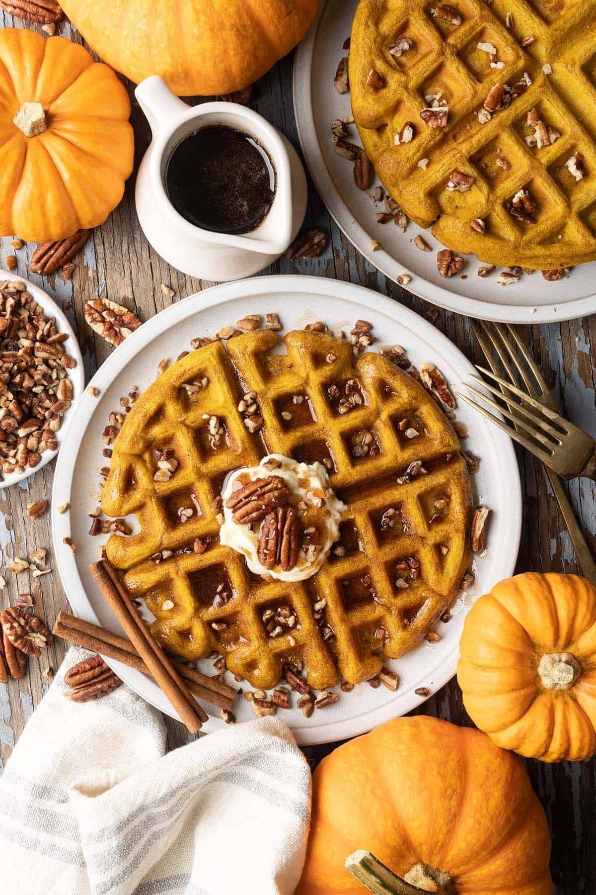 PUMPKIN PECAN WAFFLES