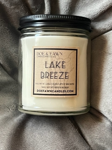 LAKE BREEZE / 8 oz clear jar w/ crackle wood wick