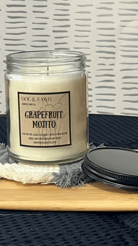 GRAPEFRUIT MOJITO / 8 oz. clear jar w/ black lid