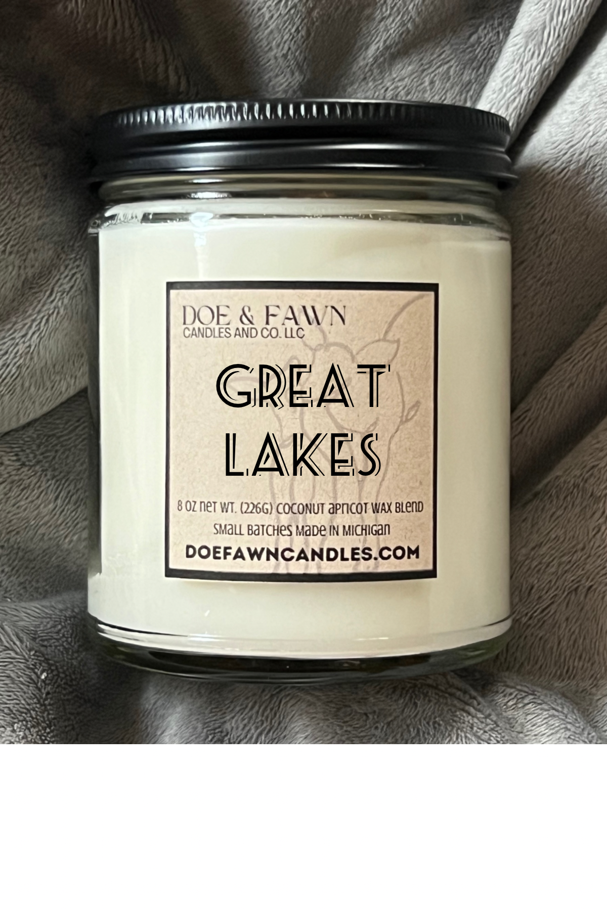 GREAT LAKES / 8 oz clear jar w/ crackle wood wick
