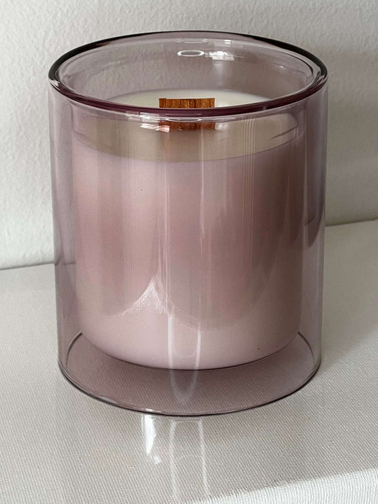 FORBIDDEN KISSES /10 oz. Purple Double Wall Glass Candle w/ Crackling Wooden Wick